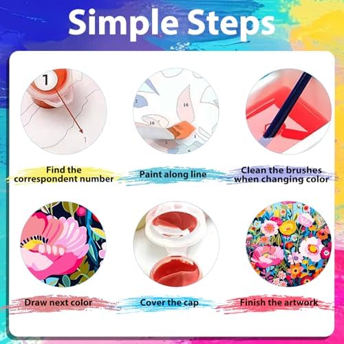 xcemhil Flowers Paint by Number Kit for Adults, Paint by Numbers Flowers, Adult Paint by Number Kits on Canvas for Gift Home Wall Decor 16x20in