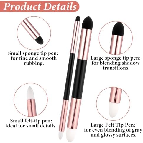 6 Pcs Oil Pastel Tools Artist Blending Sponge Pen Set Dual Tip Sketch Rubbing Sponge Brush Reusable and Washable Drawing Art Brush for Artist Highlight Shadow Sketch Drawing Blend