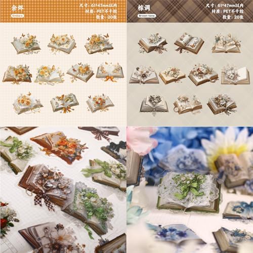 120 Pcs Vintage Floral Book Stickers for Scrapbooking