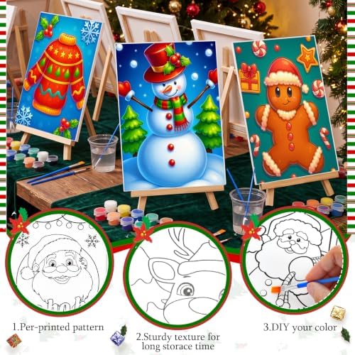 Harloon 36 Pcs Afro Queen Pre Drawn Canvas 8x10,Warm Christmas