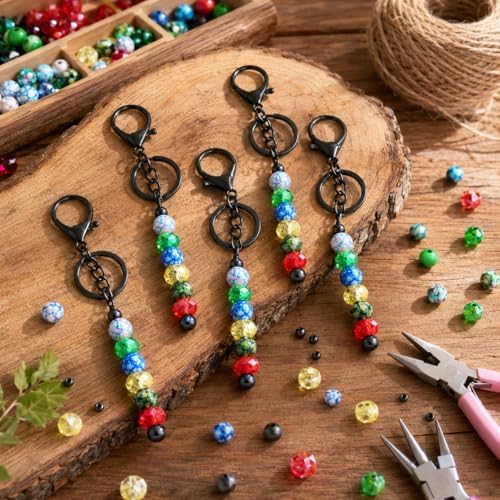 30Pcs Blank Beadable Keychain Bars Bulk Blank Metal Keychain