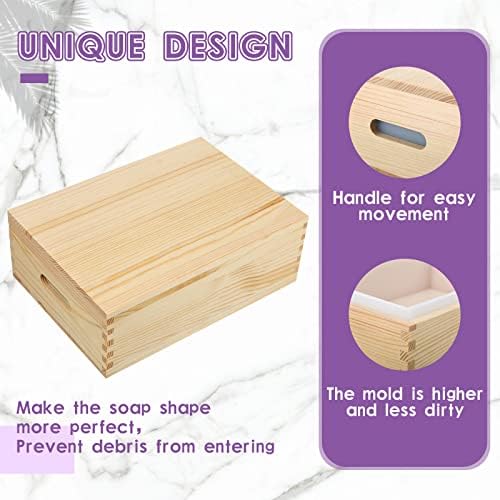 Honeydak Large Soap Molds 74 oz Rectangle Silicone Liner for 9 Bar Mold with Wooden Box and Lid Soap Making Molds for DIY Handmade Soap Making Tools Supplies