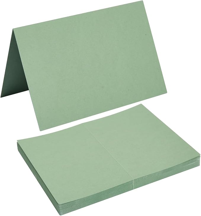 50 Pack Blank Folded Cardstock Cards, Sage-Green, 3x5
