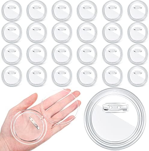Yilloog 25 Pcs Clear Button Pins for Craft DIY Photo Acrylic Blank Pins 3"