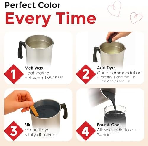 Valentine Candle Dye Chips, Soy & Paraffin Candle Making, 5 Colors