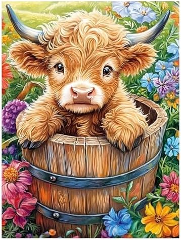 AUKELHJ Cow Diamond Art Kits for Adults, Diamond Painting, 12x16 Inch