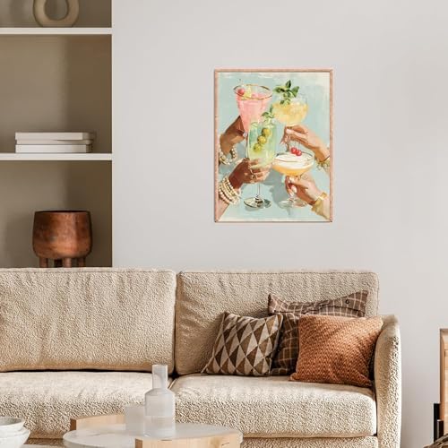 Cocktail Diamond Art Kits for Adults, Round Diamond Painting 12x16 Inch