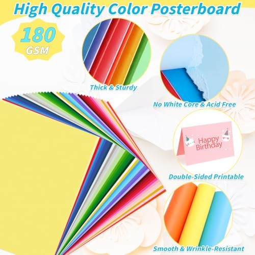 Oleitodh 309 Sheets 8.5" x 11" Colored Cardstock, 20 Colors