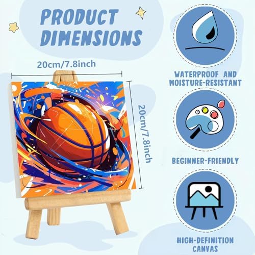 XTCIXAL Paint by Numbers Kit for Kids, Basketball, 8X8 inch