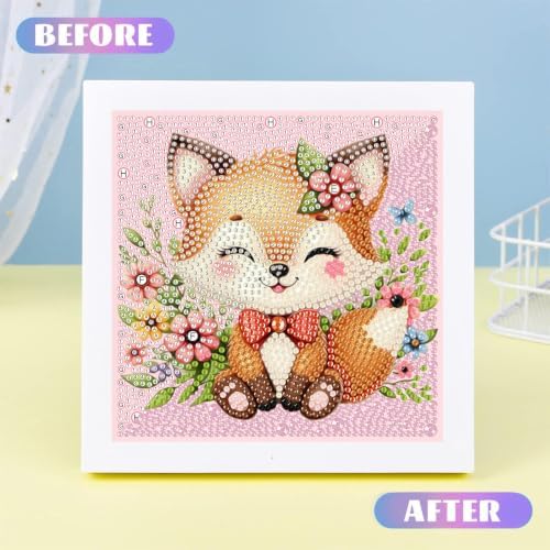 Fox Diamond Art Painting Kits for Kids with Frame Ages 4-8-12 (7x7 inch)