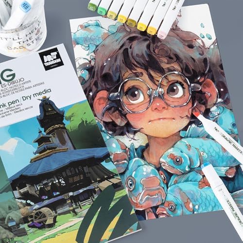 TRANSON A4 Sketchbook Marker Pad, 80lb/120gsm Heavyweight Art Paper, No Bleed Through, 40 Sheets/80 Pages 8.3"x11.7" for Drawing & Sketching