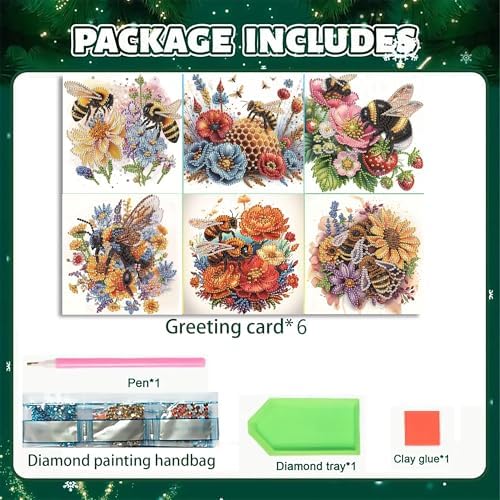 MaiYiYi 6 Pack DIY Bee Diamond Art Painting Greeting Cards