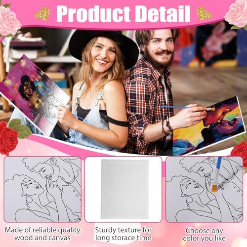 Harloon 36 Pcs 8 x 10 Inch Pre Drawn Canvas for Painting Afro Queen Pre Stretched Canvas Painting for Adults Sip and Paint Party Supplies Favor