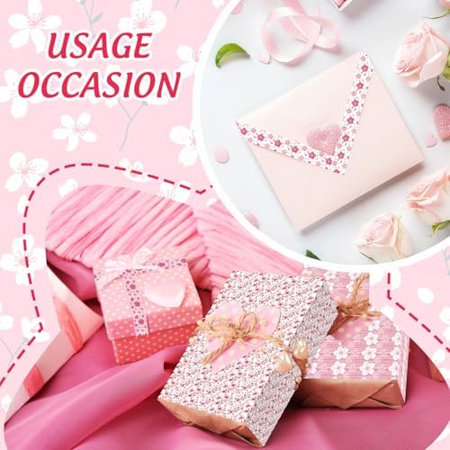 Whaline 12 Rolls Cherry Blossom Flower Washi Tape Floral Masking Tape Set Pink Sakura Decorative Wrapping Paper Tapes Boxed for Spring Scrapbook Journal DIY Crafts
