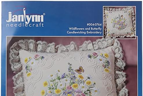 Janlynn Candle Wicking Embroidery Kit, Wildflowers and Butterfly Pillow 14" x 14"
