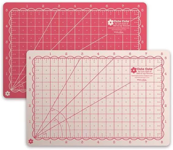 Lori Holt Cute Cuts 5” x 8” Reversible Self-Healing Cutting Mat – Tea Rose & Latte | Quilting & Sewing Craft Mat | Triple Layer Grid Mat | Made for Riley Blake Designs