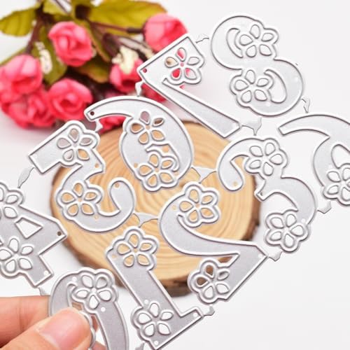 Lapoo Words Cutting Die for Scrapbooking - Durable, Cut Stencils for DIY Scrapbook Photo Album Decorative Paper Card, Card Making Supplies Party Wedding Decorations (Arabic Numerals 4.5 x 3 in)
