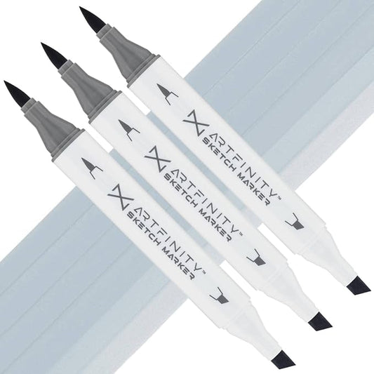 Artfinity Sketch Markers - Set of 3 - Cool Gray 3 CG 3, Vibrant, Professional, Dye-Based Alcohol Markers for Artists, Drawing, Travel, & More