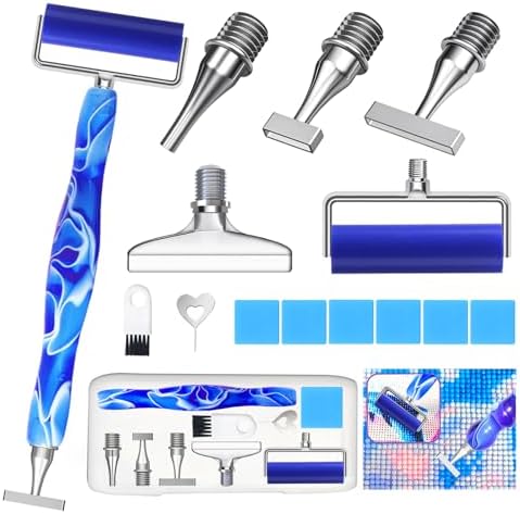 Huanlys Diamond Art Pens Tools Diamond Painting Accessories Kits with Screw Steel Rose Gold Metal Tip Nibs Placers Roller Tool Accessories (Blue Silver 6)