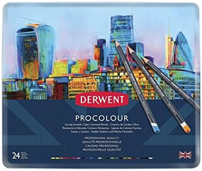 Derwent Colored Pencils, Procolour Pencils, Drawing, Art, Metal Tin, 24 Count (2302506)