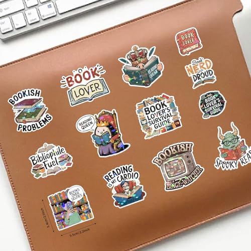 300+ PCS Book Stickers Pack for Kindle Water Bottle Laptop - Waterproof Vinyl Scrapbook Journaling Supplies Cute Bookish Stickers Gift Book Lovers Booktok Accessories (Book Stickers)