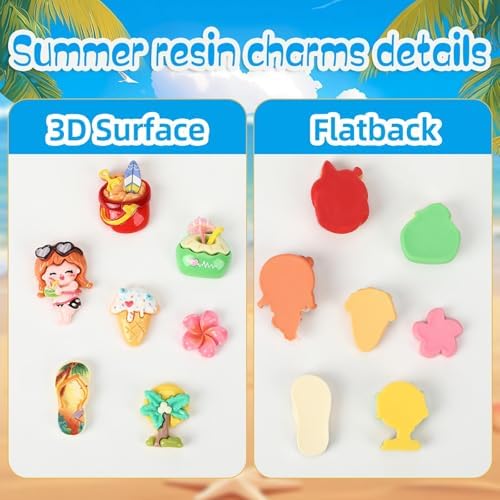 60Pcs Summer Resin Charms Mini Hawaii Flatback Charms for Crafts