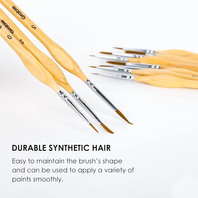 Grabie 11 Pcs Miniature Paint Brushes for Fine Detail Painting | Detail Paint Brushes For Acrylic, Watercolor, Oil & Crafts, Precision Tips for Small Areas, Smooth Control for Art Painting
