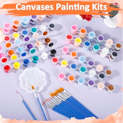 24Set Canvas and Easel for Painting, Washable Acrylic Set, 12 Color