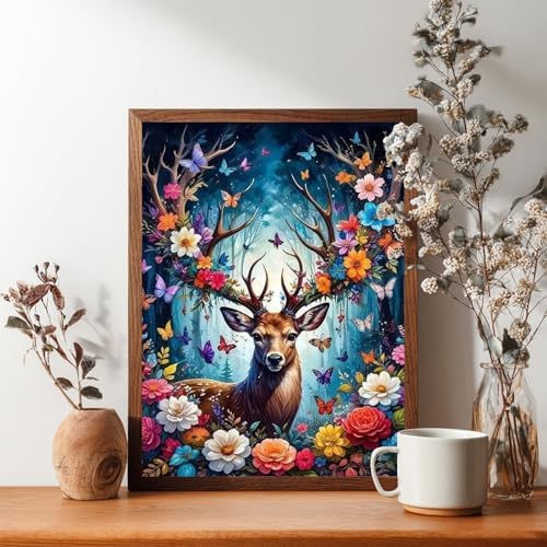 Reivworl Deer Diamond Art Kits for Adults Beginner 12×16 inch