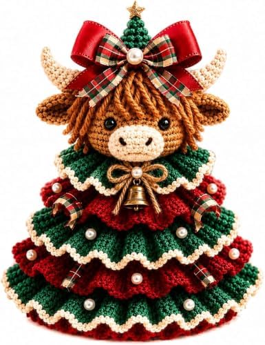 Crochet Animal Christmas Tree DIY Kit–Stitch a Little Christmas Magic，Cow