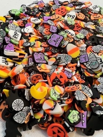 BGM Creations 2,000 Piece Halloween Polymer Clay Slices for Slime Supplies, DIY Nail Art, Halloween Craft Embellishments