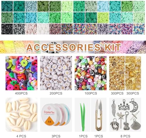 XSEINO 40000Pcs Clay Beads Bracelet Making Kit,8 Boxes 180 Colors