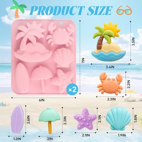 Summer Beach Silicone Mold 2Pc Summer Ocean Silicone Fondant Molds
