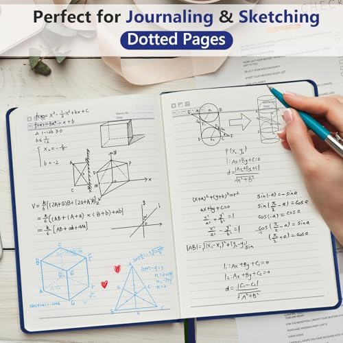 Dotted Journal 5.9"×8.5", 160 Pages Dot Grid Notebook, Bullet Journaling | Hardcover Leather Journal for Women & Men,100 Gsm Thick Paper,Medium Size, Dotted notebook for Work, School, Travel Writing
