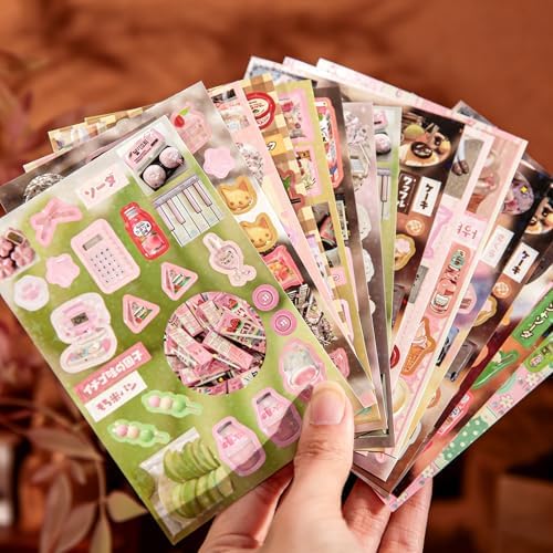 Vintage Japanese Sticker Book for Adults – 30 Sheets Aesthetic Cute Sticker Book for Scrapbooking & Journaling, Scrapbook Sticker Book, Girlhood DIY Crafts, Sticker Books for Adults