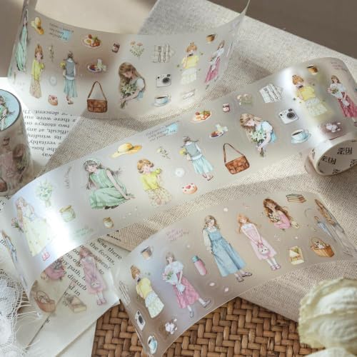 PET Tape Stickers for Scrapbooking Supplies, Girls Stickers for Journaling