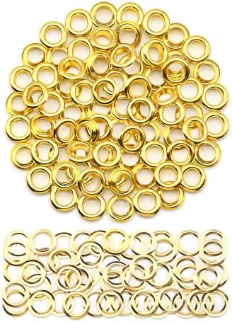 SEMINI 100 Sets 10mm Gold Grommet Eyelet Kit for Fabric Leather Crafts