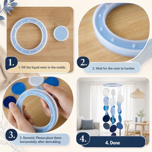 Wind Chimes Resin Molds, DIY Wind Chime Silicone Mold Kit Resin Casting Mold for Home Yard Garden DIY Craft Gift Decoration Supplies