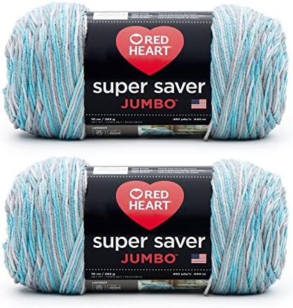 Red Heart Super Saver Jumbo Yarn for Crocheting, Icelandic, 2-Pack