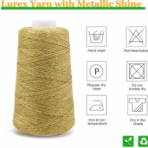 Metallic Crochet Thread, 80g Lurex Yarn for Charms（Gold