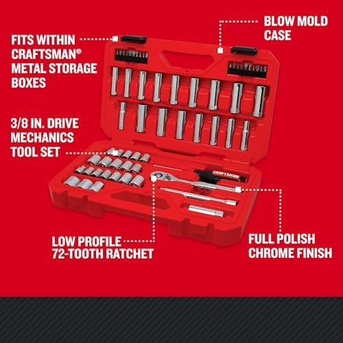 CRAFTSMAN Mechanics Tool Set, 3/8 Inch Drive, 61 Piece (CMMT45161) (Pack of 4)