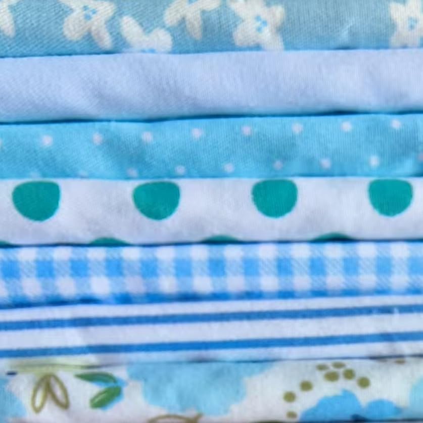 Cotton Fabric DIY Making Supplies Quilting Patchwork Fabric Fat Quarter Bundles DIY for Quilting Cotton Patchwork Cushions (7pcs Blue Green, 9.8" x 9.8")