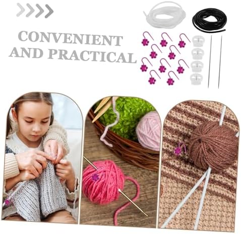 TEHAUX 1 Set Knitting Tool with Stitch Savers Caps Crochet Needles Row Counters Yarn Clips Portable Knitting Accessories for Crafting Projects Anywhere