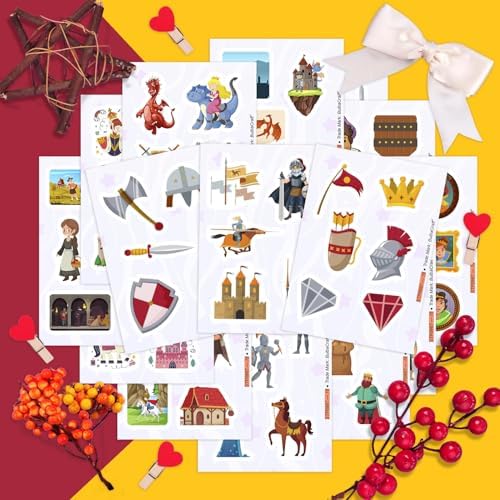 100Pcs Medieval Stickers for Water Bottle and Laptop - Medieval Party Supplies & Decorations, Waterproof Vinyl Decals, Knights and Dragons Stickers, Gifts for Women & Men