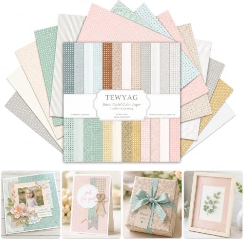 Pastel Scrapbook Paper Double Sided 12x12 Polka Dots Geometric 24 Sheets