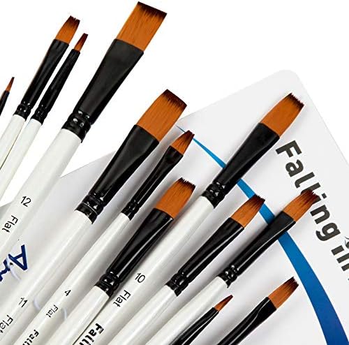 Falling in Art 12 PCS Professional Flat Paint Brushes Set