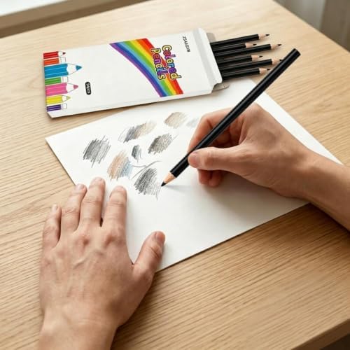 24 PCS Black Colored Pencils, Pre-sharpened Professional Wooden Art Pencils Set for Artists Painting | Premium Drawing Sketching Supplies