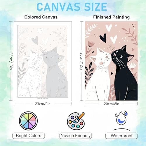 Jethami 6 Pack Black Cat Paint by Numbers Kit for Adults 8 x12in | Easy to piant for beginners, Diy art craft, Relaxing & Stress relief, High definition canvas, Home wall decor, Vivid colors