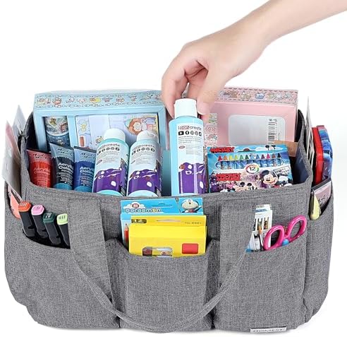 HOMEST Craft Organizer Tote Bag with Multiple Pockets