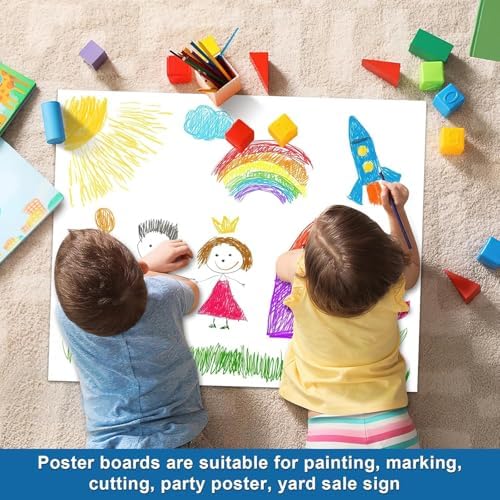 18 Pcs Poster Board 22" x 28" White Poster Paper Bulk, ROOKEA 250 GSM Vision Board for School Arts Craft Projects Presentations Drawing Scrapbooking Blank Graphic Display Office Supplies